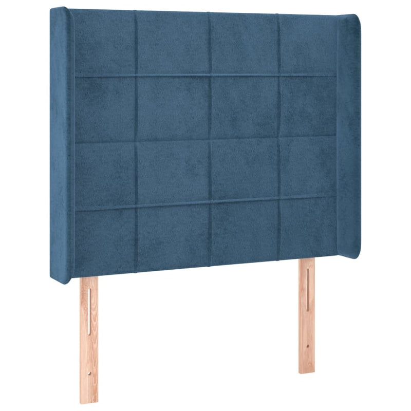 vidaXL sötétkék bársony fejtámla szárnyakkal 93x16x118/128 cm