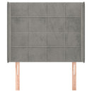 vidaXL világosszürke bársony fejtámla szárnyakkal 103x16x118/128 cm
