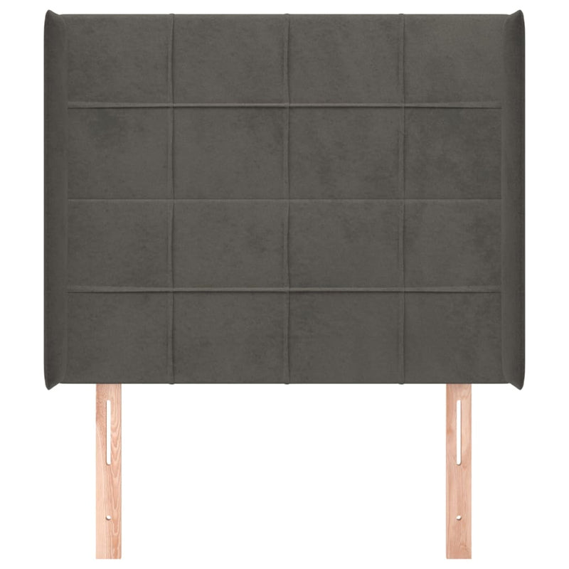 vidaXL sötétszürke bársony fejtámla szárnyakkal 103x16x118/128 cm
