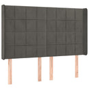 vidaXL sötétszürke bársony fejtámla szárnyakkal 147x16x118/128 cm
