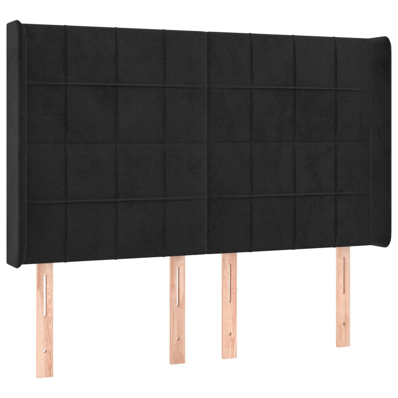 vidaXL fekete bársony fejtámla szárnyakkal 147x16x118/128 cm