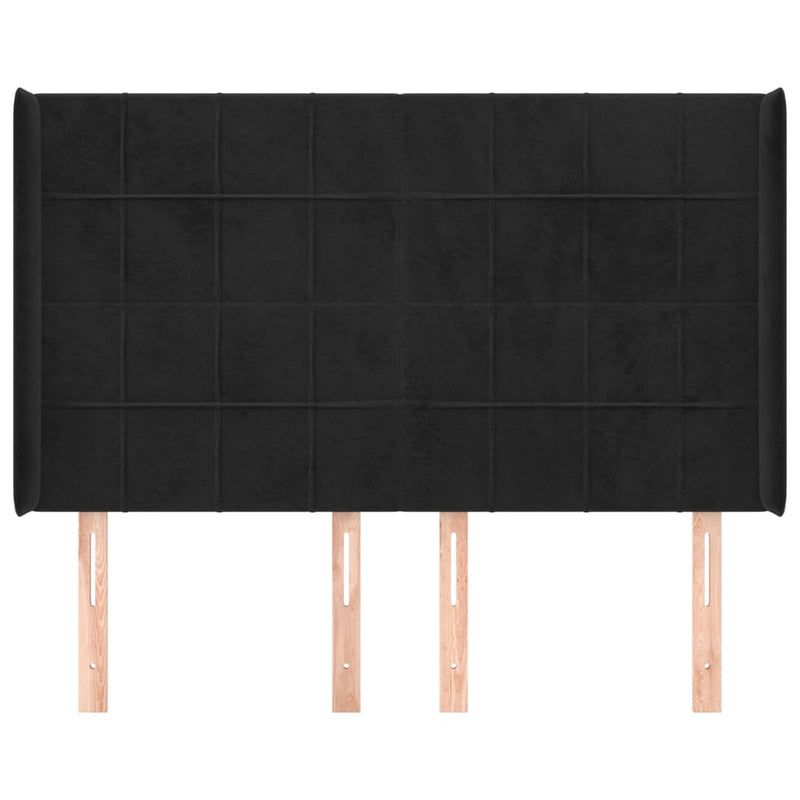 vidaXL fekete bársony fejtámla szárnyakkal 147x16x118/128 cm