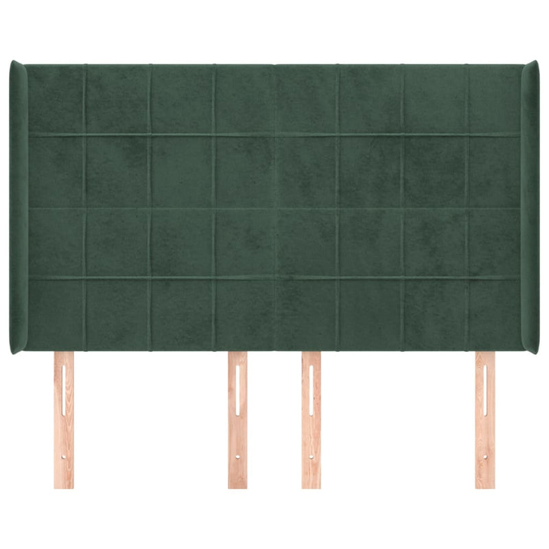 vidaXL zöld bársony fejtámla szárnyakkal 147x16x118/128 cm