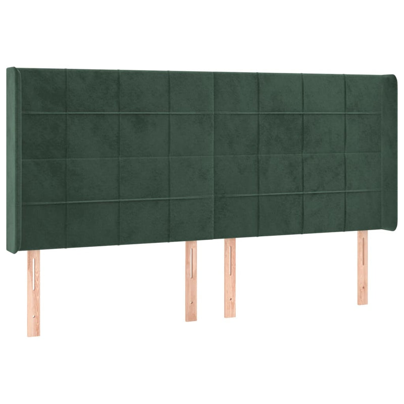 vidaXL zöld bársony fejtámla szárnyakkal 163x16x118/128 cm