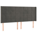 vidaXL sötétszürke bársony fejtámla szárnyakkal 183x16x118/128 cm