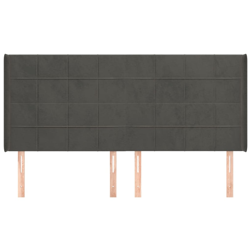 vidaXL sötétszürke bársony fejtámla szárnyakkal 183x16x118/128 cm