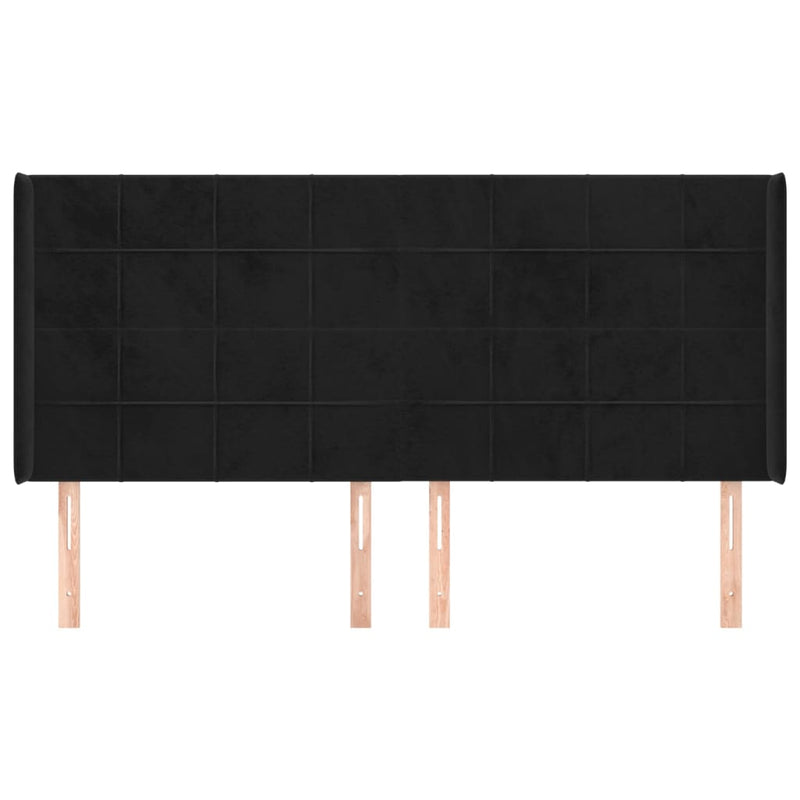 vidaXL fekete bársony fejtámla szárnyakkal 183x16x118/128 cm