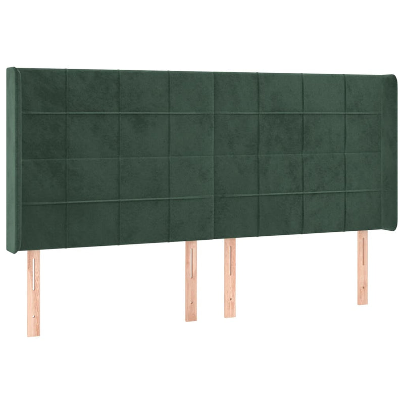 vidaXL zöld bársony fejtámla szárnyakkal 183x16x118/128 cm