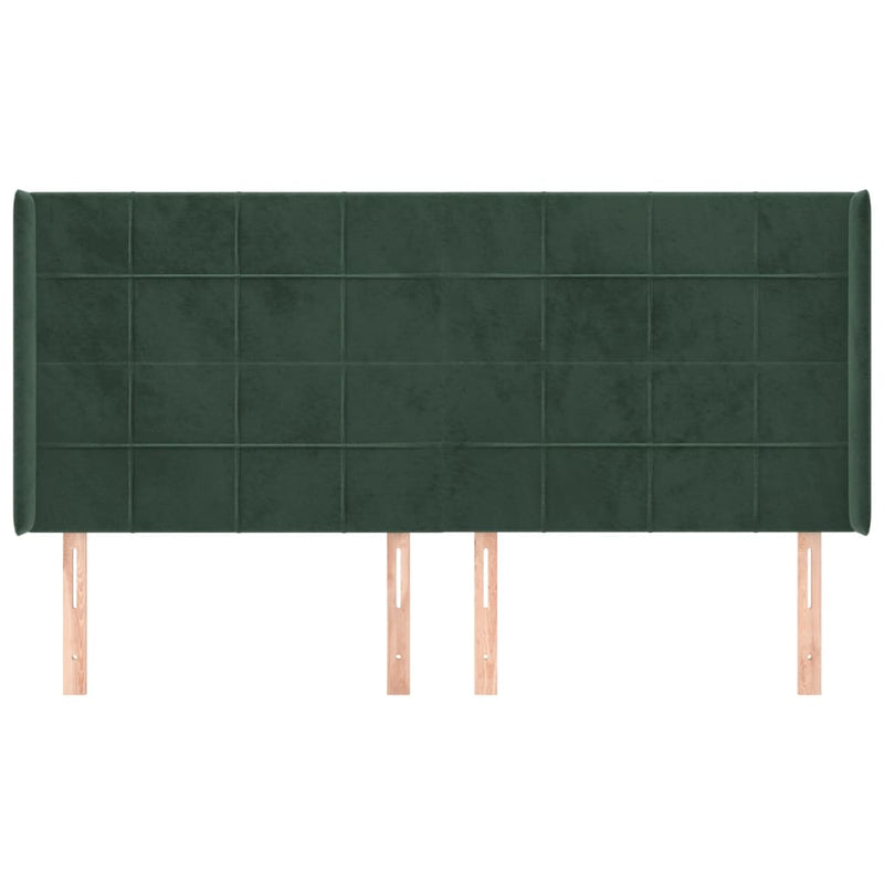 vidaXL zöld bársony fejtámla szárnyakkal 183x16x118/128 cm