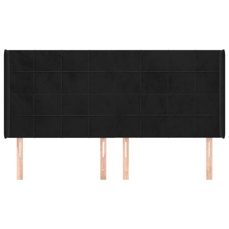 vidaXL fekete bársony fejtámla szárnyakkal 203x16x118/128 cm