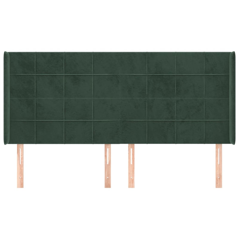 vidaXL zöld bársony fejtámla szárnyakkal 203x16x118/128 cm