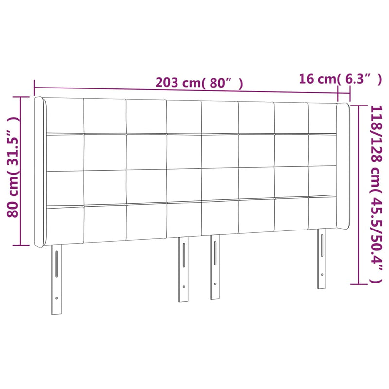 vidaXL zöld bársony fejtámla szárnyakkal 203x16x118/128 cm