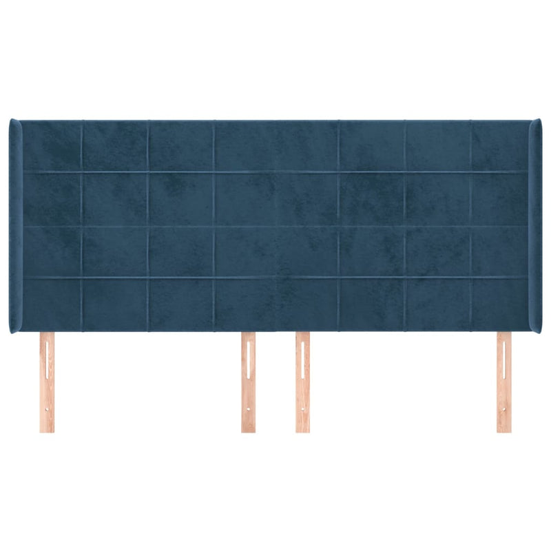 vidaXL kék bársony fejtámla szárnyakkal 203x16x118/128 cm