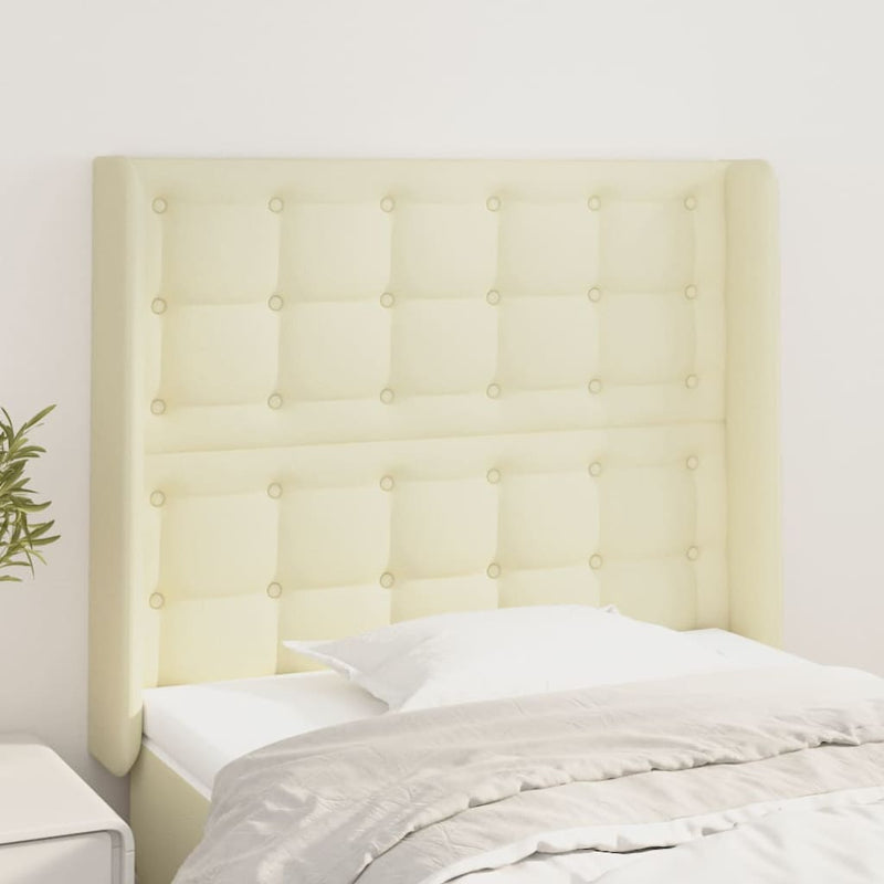 vidaXL krémszínű műbőr fejtámla szárnyakkal 83x16x118/128 cm