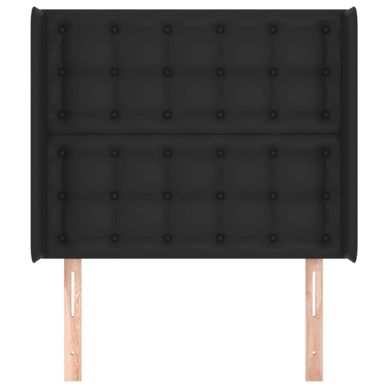 vidaXL fekete műbőr fejtámla szárnyakkal 93x16x118/128 cm