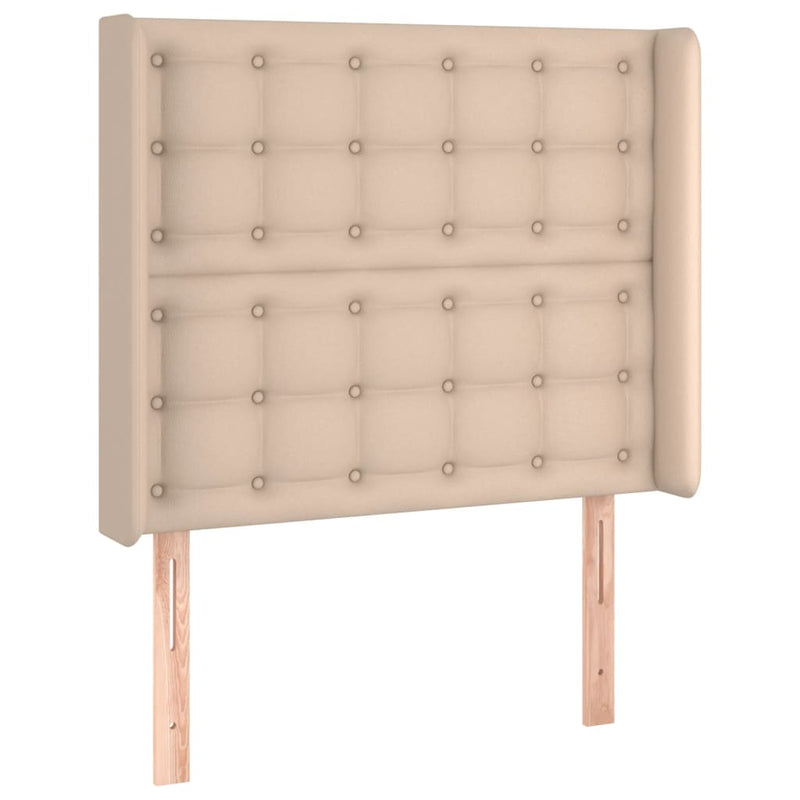vidaXL cappuccino műbőr fejtámla szárnyakkal 103x16x118/128 cm