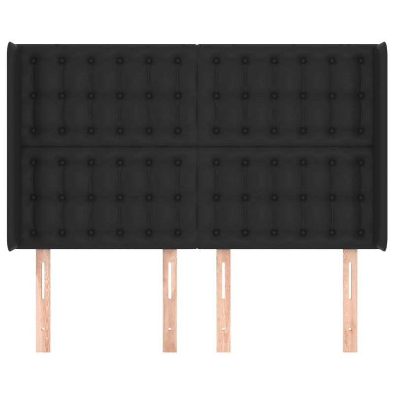 vidaXL fekete műbőr fejtámla szárnyakkal 147x16x118/128 cm