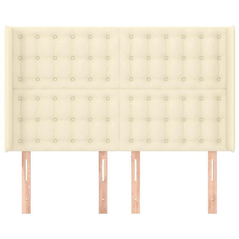vidaXL krémszínű műbőr fejtámla szárnyakkal 147x16x118/128 cm
