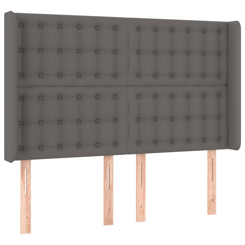 vidaXL szürke műbőr fejtámla szárnyakkal 147x16x118/128 cm