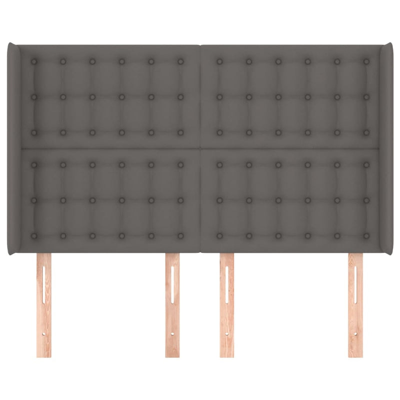 vidaXL szürke műbőr fejtámla szárnyakkal 147x16x118/128 cm