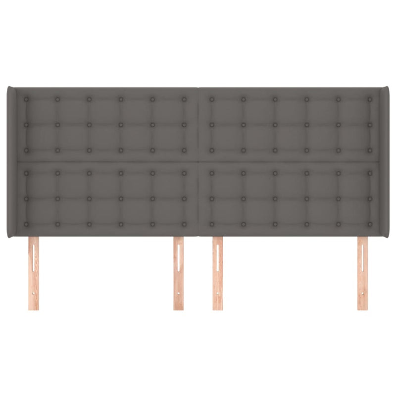 vidaXL szürke műbőr fejtámla szárnyakkal 183x16x118/128 cm