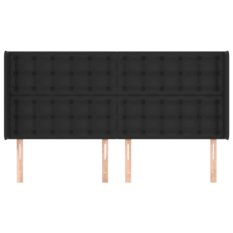 vidaXL fekete műbőr fejtámla szárnyakkal 203x16x118/128 cm