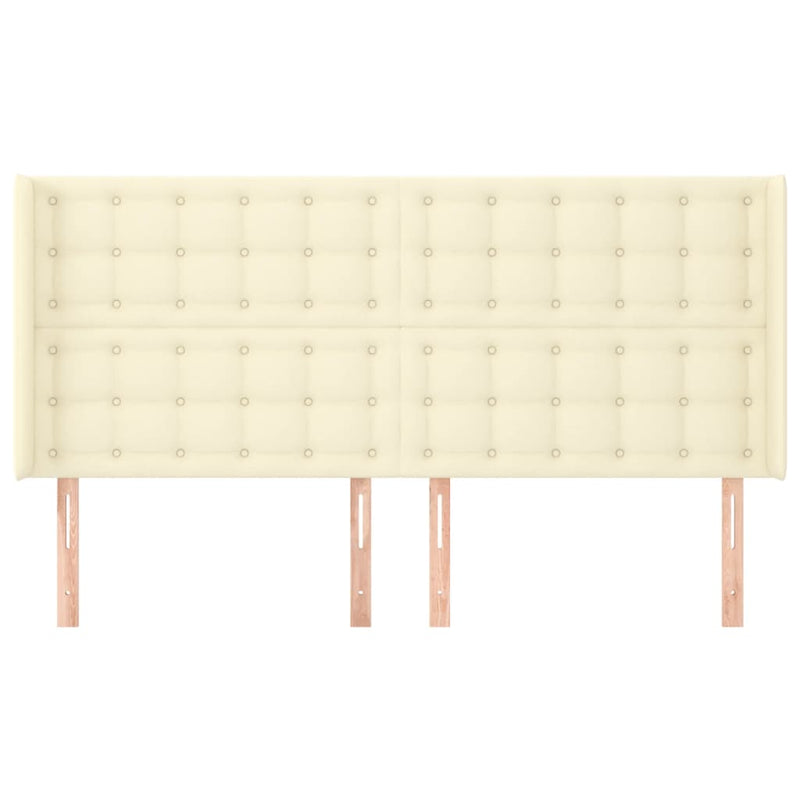 vidaXL krémszínű műbőr fejtámla szárnyakkal 203x16x118/128 cm