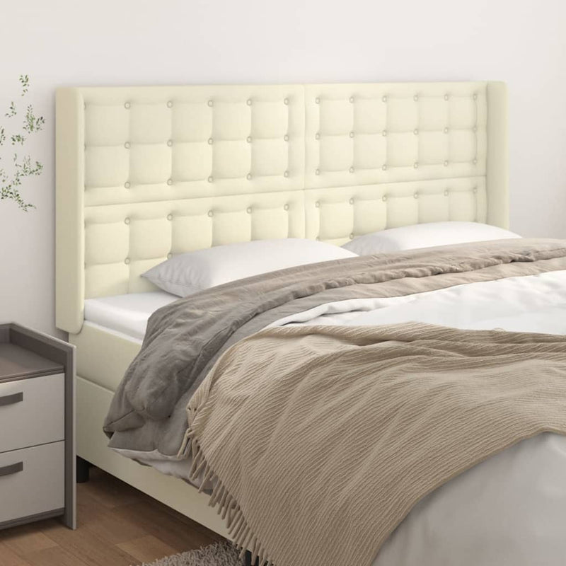 vidaXL krémszínű műbőr fejtámla szárnyakkal 203x16x118/128 cm