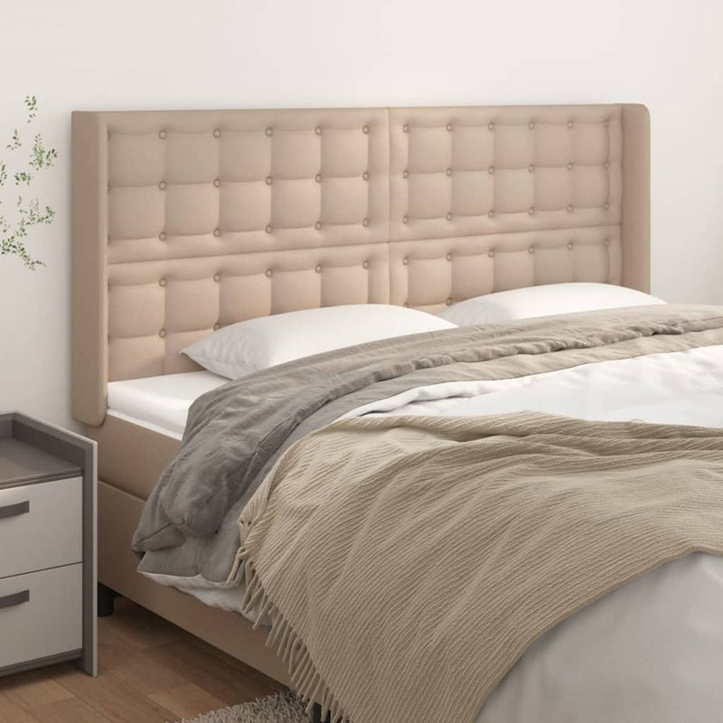 vidaXL cappuccino műbőr fejtámla szárnyakkal 203x16x118/128 cm