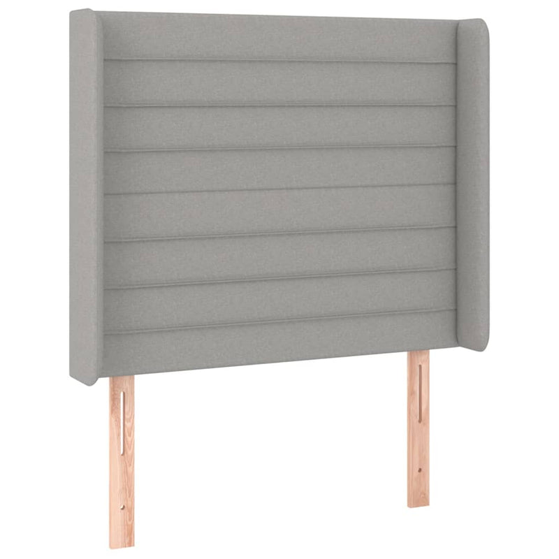 vidaXL világosszürke szövet fejtámla szárnyakkal 83x16x118/128 cm