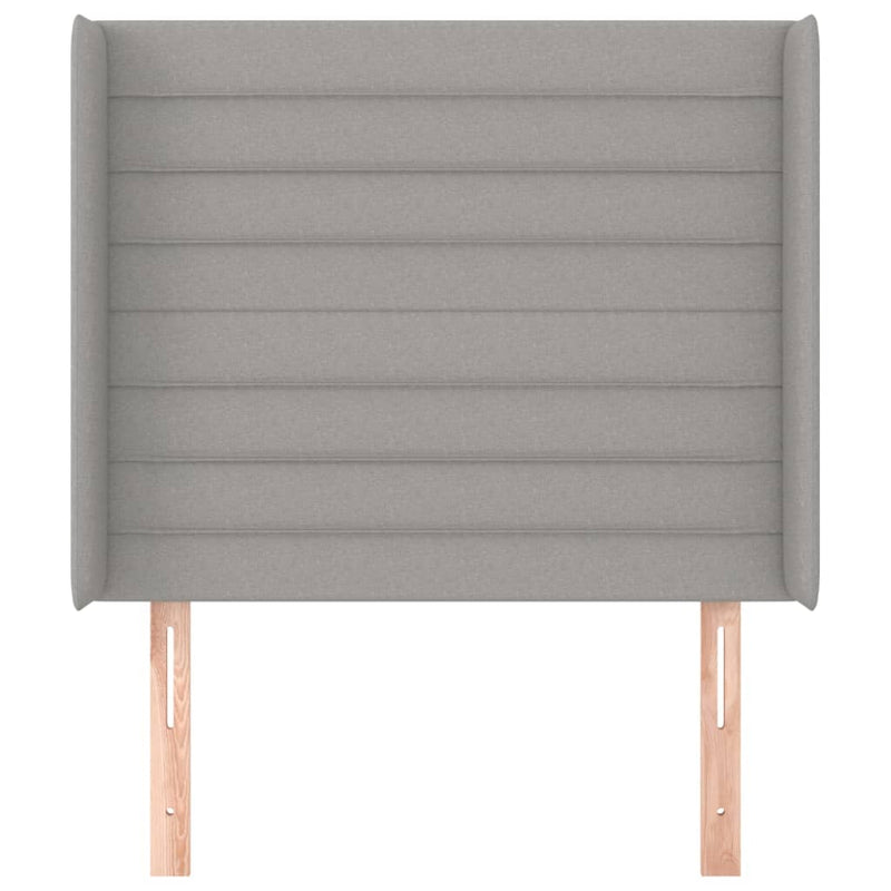 vidaXL világosszürke szövet fejtámla szárnyakkal 83x16x118/128 cm