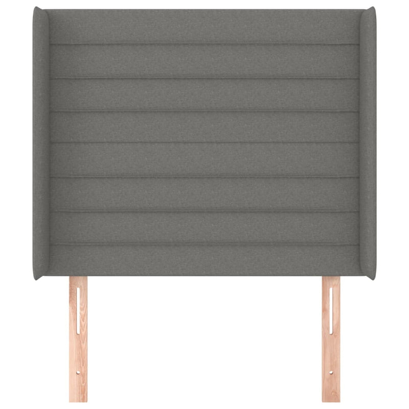 vidaXL sötétszürke szövet fejtámla szárnyakkal 83x16x118/128 cm