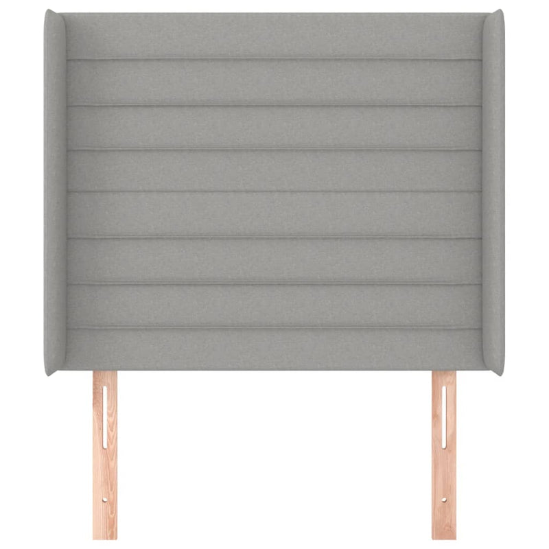 vidaXL világosszürke szövet fejtámla szárnyakkal 93x16x118/128 cm