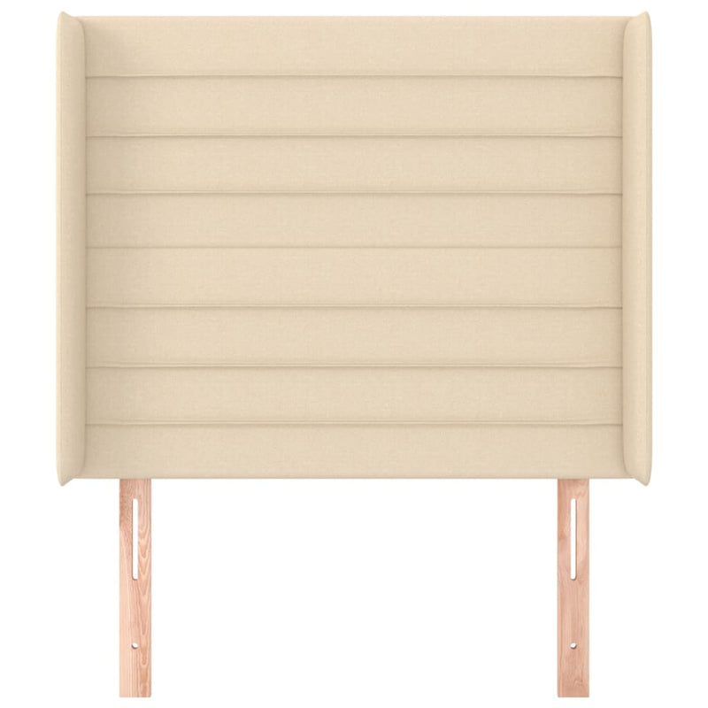 vidaXL krémszínű szövet fejtámla szárnyakkal 93x16x118/128 cm
