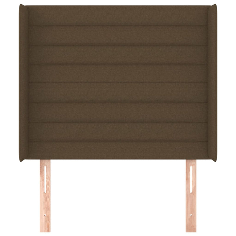 vidaXL sötétbarna szövet fejtámla szárnyakkal 103x16x118/128 cm