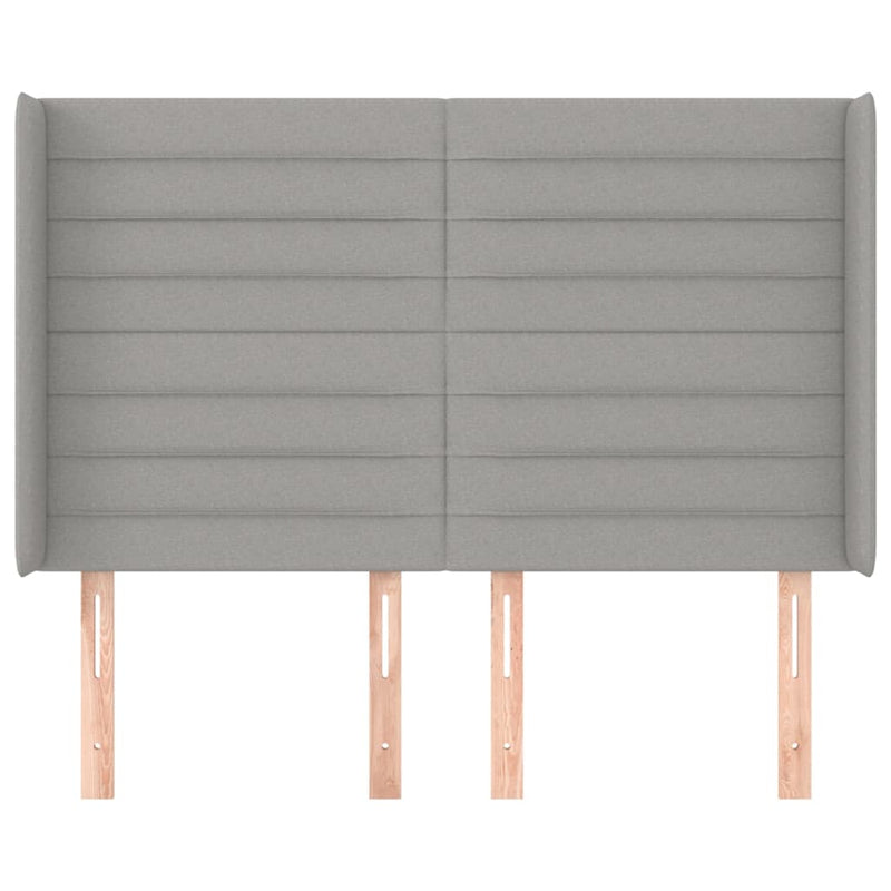 vidaXL világosszürke szövet fejtámla szárnyakkal 147x16x118/128 cm