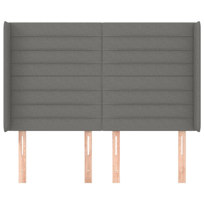 vidaXL sötétszürke szövet fejtámla szárnyakkal 147x16x118/128 cm