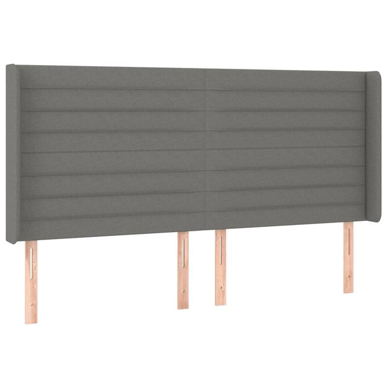 vidaXL sötétszürke szövet fejtámla szárnyakkal 163x16x118/128 cm