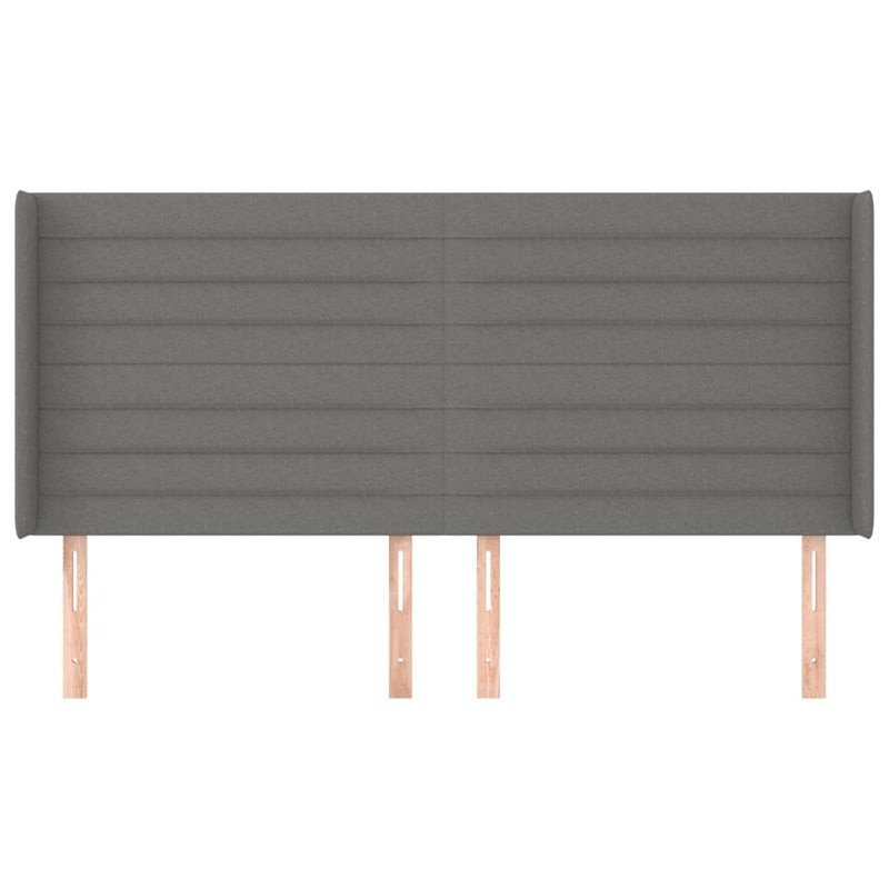 vidaXL sötétszürke szövet fejtámla szárnyakkal 163x16x118/128 cm