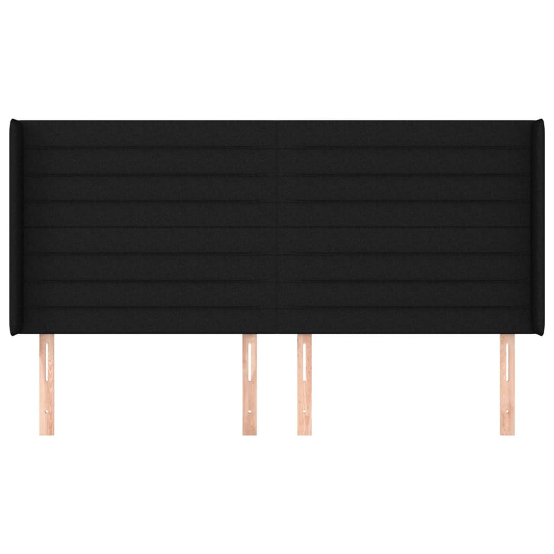 vidaXL fekete szövet fejtámla szárnyakkal 183x16x118/128 cm