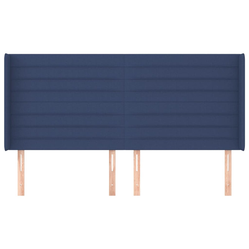 vidaXL kék szövet fejtámla szárnyakkal 183x16x118/128 cm