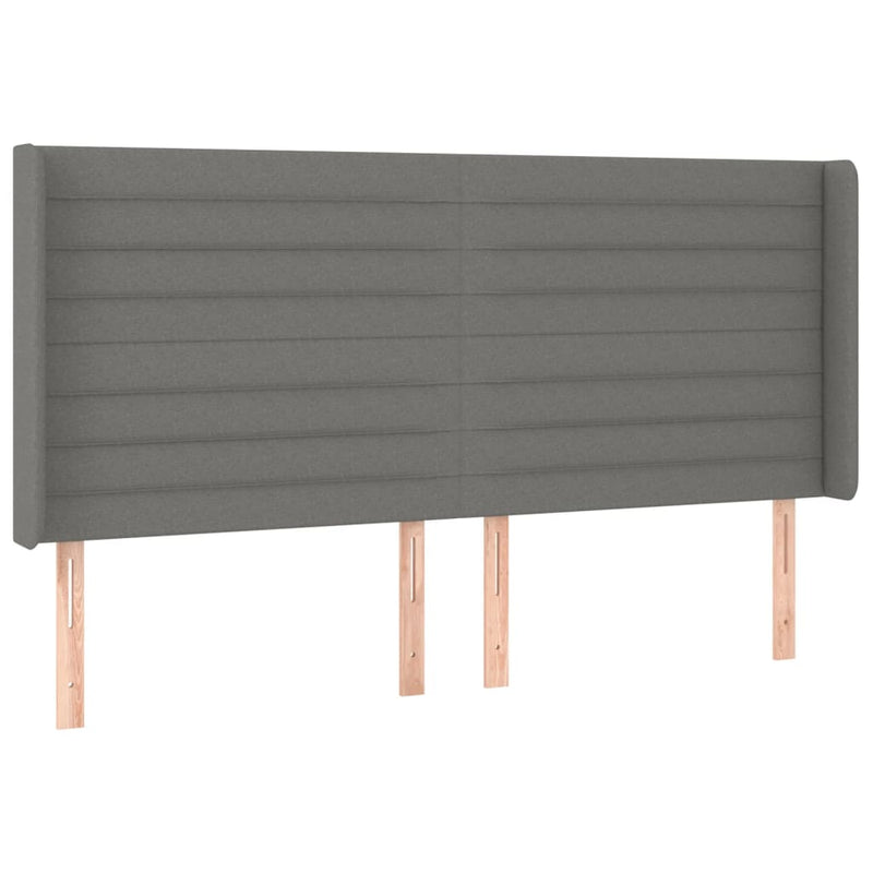 vidaXL sötétszürke szövet fejtámla szárnyakkal 203x16x118/128 cm