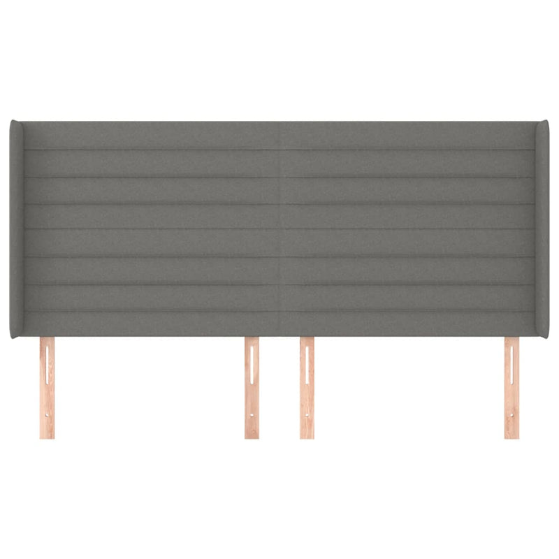vidaXL sötétszürke szövet fejtámla szárnyakkal 203x16x118/128 cm