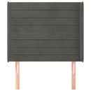 vidaXL sötétszürke bársony fejtámla szárnyakkal 83x16x118/128 cm