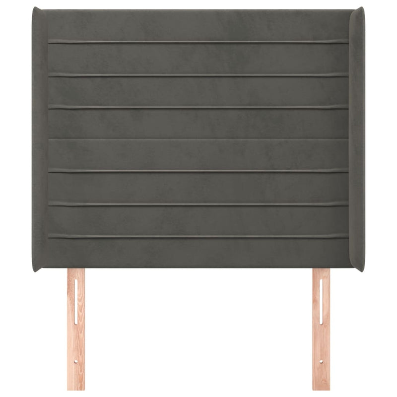 vidaXL sötétszürke bársony fejtámla szárnyakkal 83x16x118/128 cm