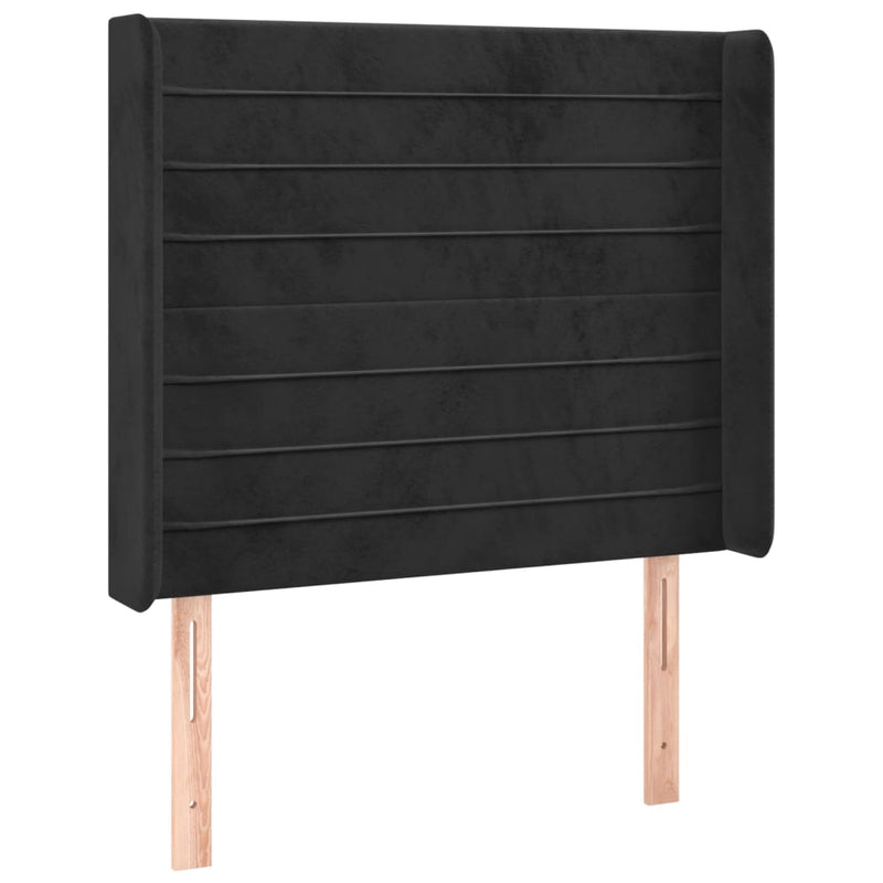 vidaXL fekete bársony fejtámla szárnyakkal 83x16x118/128 cm