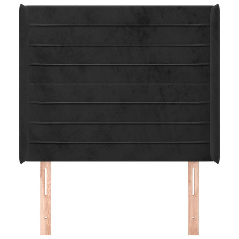 vidaXL fekete bársony fejtámla szárnyakkal 83x16x118/128 cm