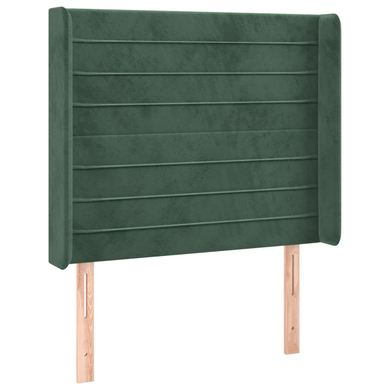 vidaXL sötétzöld bársony fejtámla szárnyakkal 93x16x118/128 cm