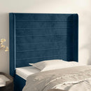 vidaXL sötétkék bársony fejtámla szárnyakkal 93x16x118/128 cm