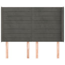 vidaXL sötétszürke bársony fejtámla szárnyakkal 147x16x118/128 cm